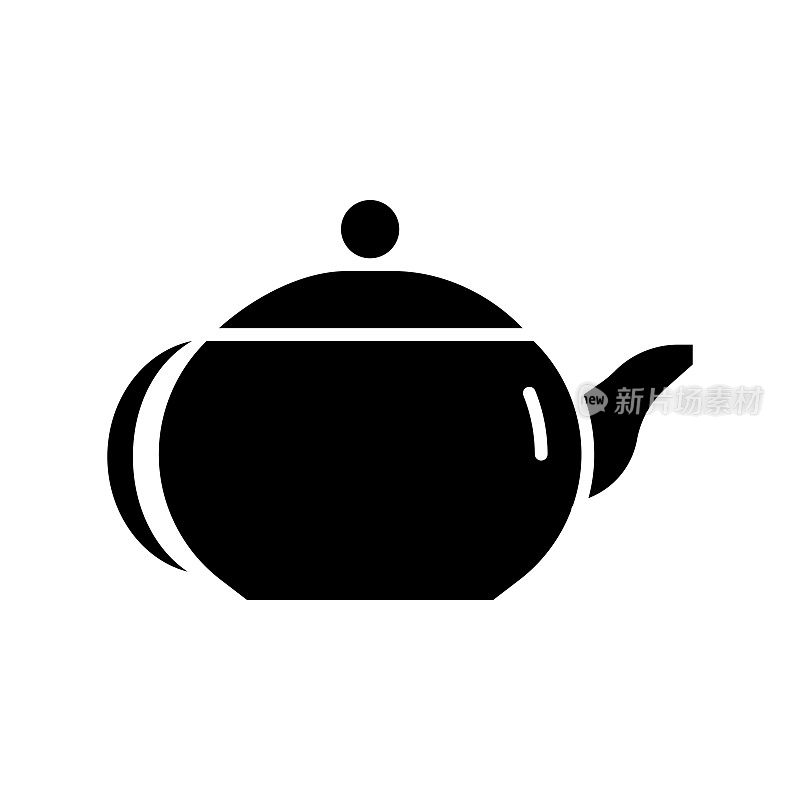 茶壶图标固体风格。矢量图标设计元素的网页，移动应用程序，UI, UX设计